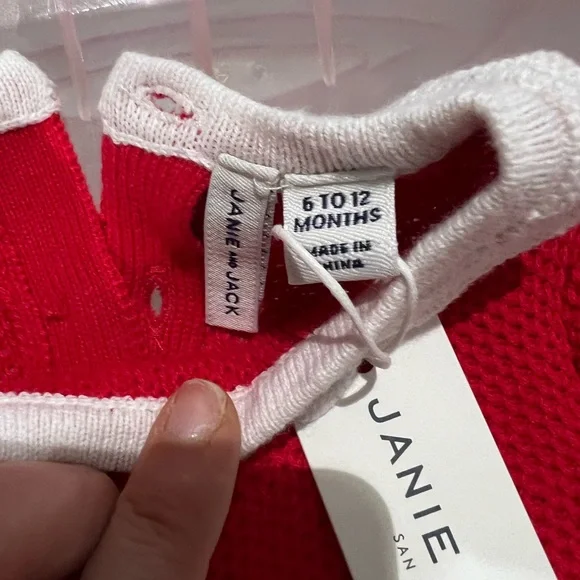 Janie & Jack Knit Set Red & White 6-12 months - Picture 3 of 4